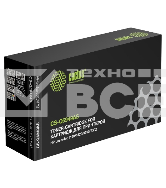 Картридж лазерный Cactus CS-Q5949AS черный (2500 стр.) для HP 1160/1320/3390/3392