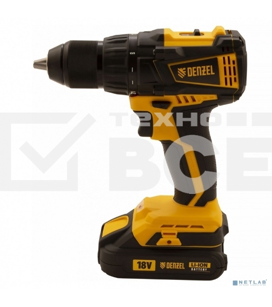 Дрель-шуруповерт аккумуляторная Denzel BLDL-IB-18-02, 18В, 2 АКБ, Кейс