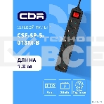 Сетевой фильтр CBR CSF SP-5-018M-B, 10A, 5 евророзеток, защита от детей, 3x0.75 мм2, медь, 1.8 м, черный, фото4