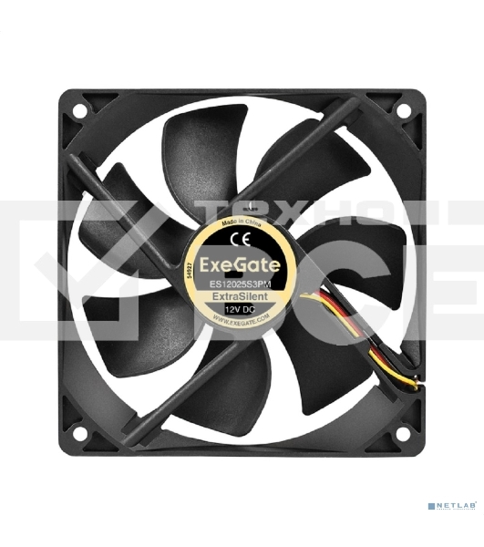 Вентилятор для корпуса ExeGate ExtraSilent ES12025S3PM черный, 120 мм, 1350 об/мин, 23 дБ, 3 pin