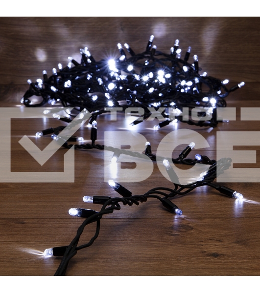 Гирлянда модульная «Дюраплей LED» 10 м, 200 LED, черный каучук, цвет свечения белый с эффектом мерцания NEON-NIGHT