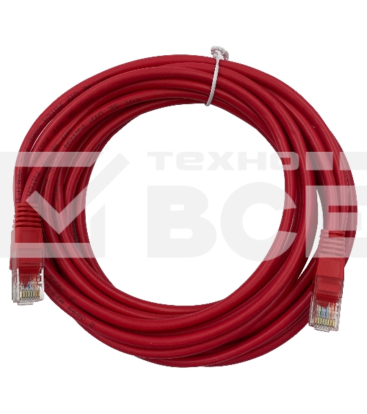 Патч-корд Buro UTP 4 пары cat5E CCA molded 5м красный RJ-45 (m)-RJ-45 (m)