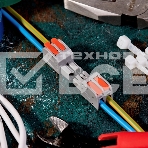 Клемма СМК 222-422R проходная разъемная 2 полюса серая 0,2-2,5/4мм² (50 шт/уп) Rexant, фото5