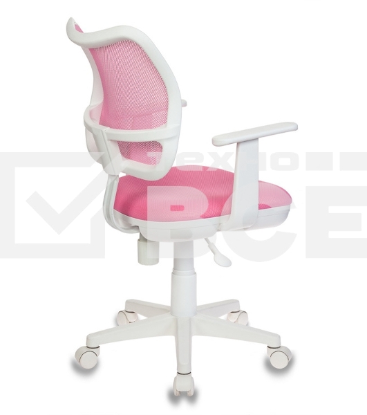 Кресло компьютерное Бюрократ CH-W797/PK/TW-13A TW-13A розовый, спинка сетка, сиденье розовый, колеса белый/розовый, пластик белый