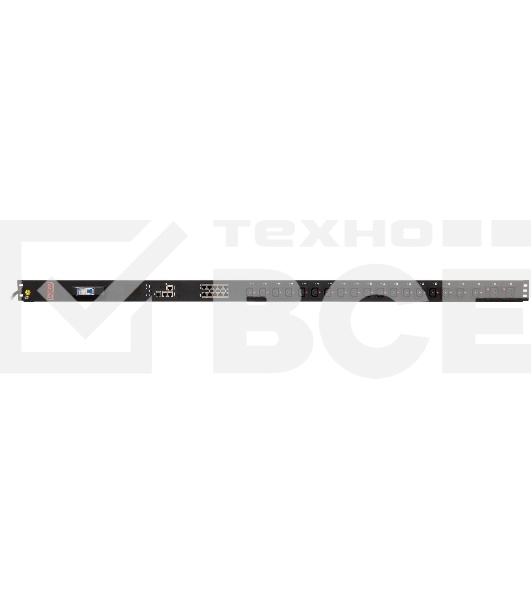 Блок распределения питания Powercom PDU-16AVMS20-18C13-2C19 18*C13+2*C19, 16A, 1,5U (1968234)