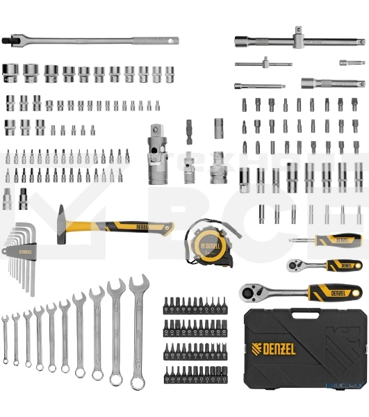 Набор инструментов Denzel 1/2', 1/4', CrV, S2, пластиковый кейс, 194 предмета