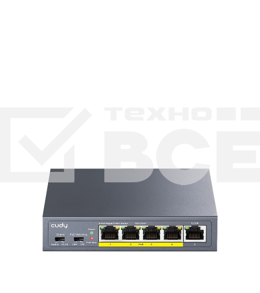 Коммутатор Cudy GS1005P (L2) 5x1Гбит/с 5PoE 60W неуправляемый