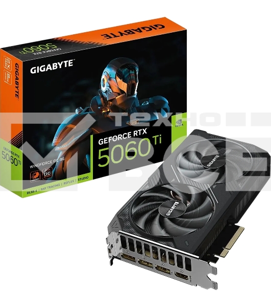 Видеокарта Gigabyte PCI-E 5.0 GV-N506TWF2OC-8GD 1.0 NVIDIA GeForce RTX 5060TI 8Gb 128bit GDDR7 2587/28000 HDMIx1 DPx3 HDCP Ret