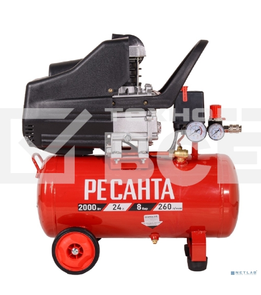 Компрессор поршневой Ресанта КП-24/260М масляный 260л/мин 24л 2000Вт красный/черный