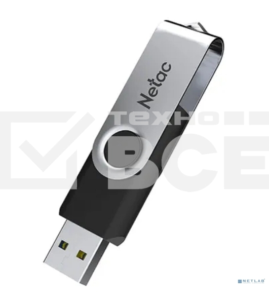 Флешка USB Netac U505 (NT03U505N-008G-20BK), 8Gb, USB 2.0, R/W 70/30, черный/серебристый