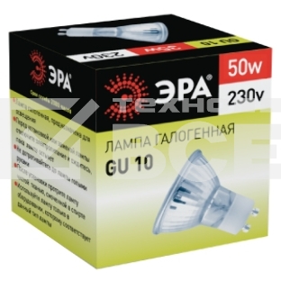 Лампа галогенная ЭРА GU10-JCDR (MR16) -50W-230V(10/200/4800)