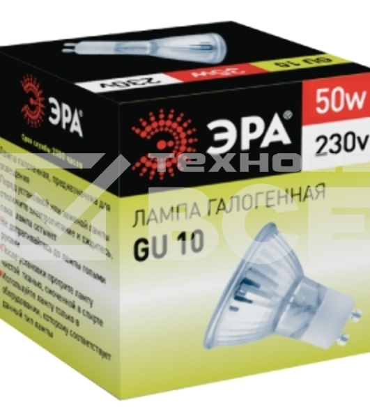 Лампа галогенная ЭРА GU10-JCDR (MR16) -50W-230V(10/200/4800)