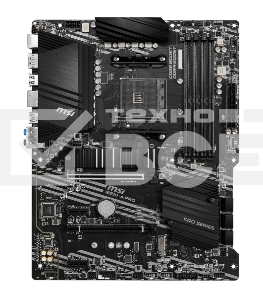 Материнская плата MSI B550-A PRO, AM4, AMD B550, 4xDDR4, 6xSATA, 2xM.2, 1xPCI-E 4.0 x16, 1xPCI-E 3.0 x16, 2xPCI-E x1, 1xHDMI, 1xDP, 1x 1Gb LAN, 4xUSB-A 2.0, 2xUSB-A 3.2 Gen 1, 1xUSB-A 3.2 Gen 2, 1xUSB-C 3.2 Gen 2, 6x3.5 мм, 7.1, ATX