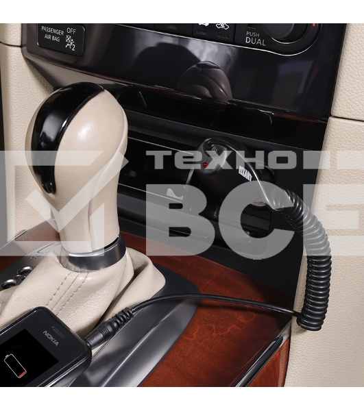 Автозарядка в прикуриватель для NOKIA 51**/32**/88**/6***«толстая» (АЗУ) (5 V, 700 mA) шнур спираль 1.2 м черный Rexant