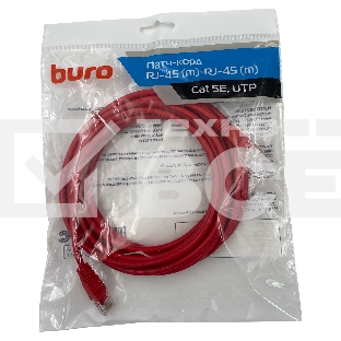 Патч-корд Buro UTP 4 пары cat5E CCA molded 5м красный RJ-45 (m)-RJ-45 (m)