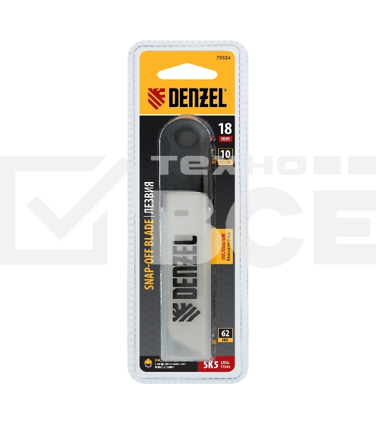 Лезвия Denzel 18 мм, сталь SK5 - 0,5 мм, многосегментные, 10 шт.