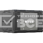 Шкаф коммутационный NTSS NTSS-W6U6045GS-BL настенный 6U 570x450мм пер.дв.стекл 60кг черный 350мм 18кг 220град. 370мм IP20 сталь, фото3