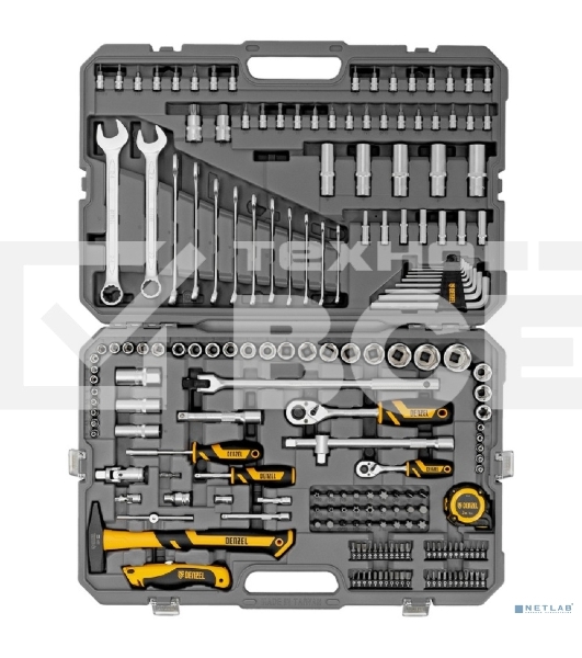 Набор инструментов Denzel 1/2', 1/4', CrV, S2, пластиковый кейс, 194 предмета