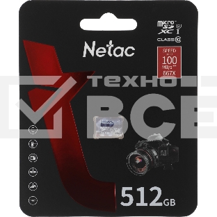 Флеш карта microSDHC 512GB Netac P500 ULTRA <NT02P500ULT-512G-S>  (без SD адаптера) 100MB/s