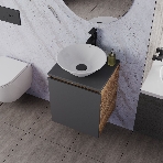 Тумба Bau Dream Blackwood 50 графит, раковина BAU Dream D43, смеситель для раковины высокий Hotel Black, черный, выпуск клик клак, черный, фото2