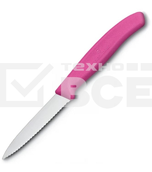 Нож Victorinox для очистки овощей, лезвие 8 см волнистое, розовый