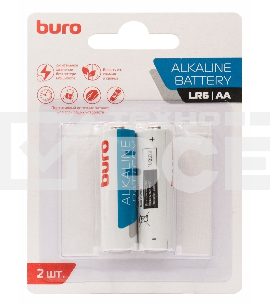 Батарея Buro Alkaline LR6 AA (2шт) блистер