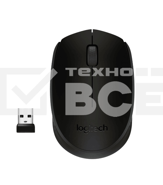 Мышь беспроводная Logitech M171 черный/серый, 1000 dpi, радиоканал, USB, кнопки - 3