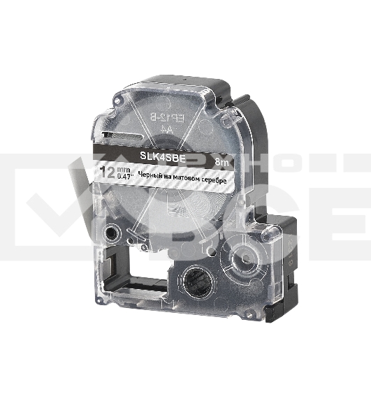 Кассета с лентой S'OK by Sakura Printing K4SBE для Epson, черный на серебрянном мате, 12мм/8м