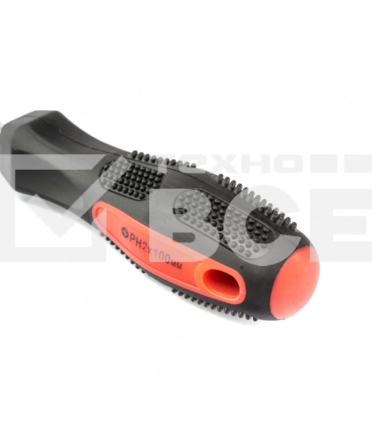 Отвертка Anti-Slip, PH2 х 100 мм, CrV, двухкомп. рукоятка Matrix