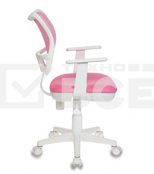 Кресло компьютерное Бюрократ CH-W797/PK/TW-13A TW-13A розовый, спинка сетка, сиденье розовый, колеса белый/розовый, пластик белый