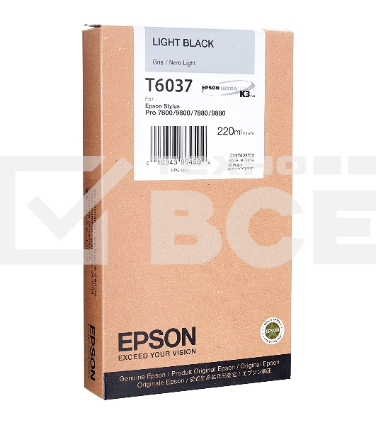 Картридж струйный Epson C13T603700 серый (220 мл) для Epson St Pro 7800/9800/7880/9880