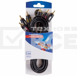 Шнур 3RCA - 3RCA REXANT, 1.5 м, GOLD