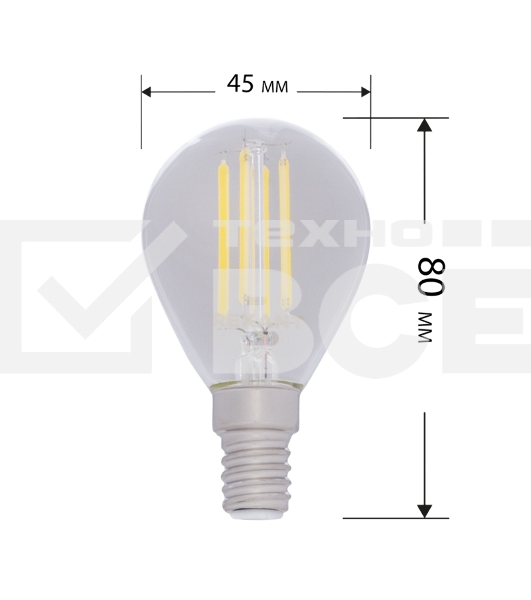 Лампа светодиодная филаментная Rexant Шарик GL45 9.5 Вт 950 Лм 4000K E14 прозрачная колба