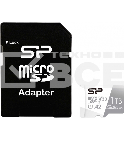 Флеш карта microSDXC 1Tb Class10 Silicon Power SP001TbSTXDA2V20SP Superior + adapter