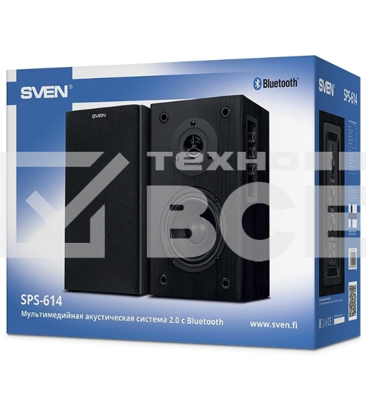 Колонки Sven SPS-614 2.0 (2x20W, Bluetooth, дерево, black)