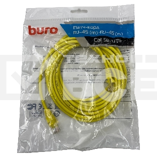Патч-корд Buro UTP 4 пары cat5E CCA molded 5м желтый RJ-45 (m)-RJ-45 (m)