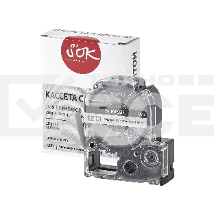 Кассета с лентой S'OK by Sakura Printing K4SBE для Epson, черный на серебрянном мате, 12мм/8м