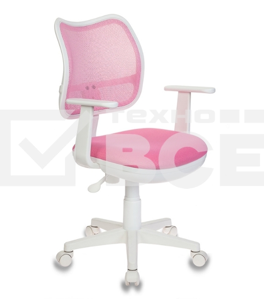 Кресло компьютерное Бюрократ CH-W797/PK/TW-13A TW-13A розовый, спинка сетка, сиденье розовый, колеса белый/розовый, пластик белый