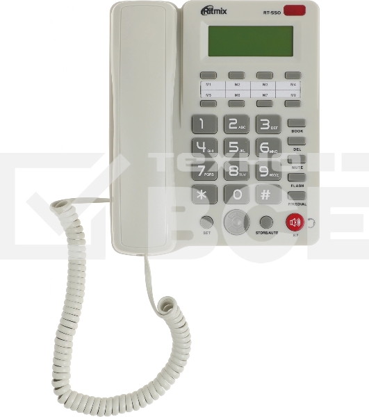 Телефон проводной Ritmix RT-550 белый/серый