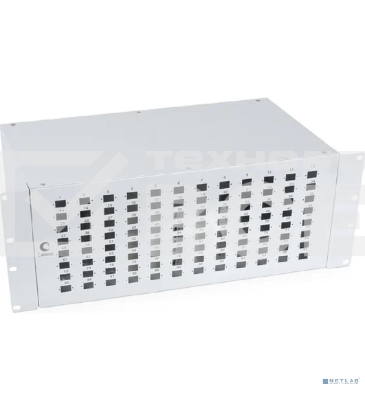 Бокс оптический Cabeus, портов: 96, SC (LC duplex), 192 хОВ, 4U, 176х410х200 мм (ВхШхГ), серый, (FO-19-96SC)