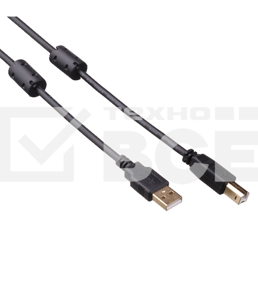 Кабель USB 2.0 A-->B 3м Exegate 2 фильтра, позолоченные контакты