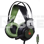 Наушники смикрофоном A4 Bloody J450 черный/зеленый 2.2м мониторы оголовье, фото 1