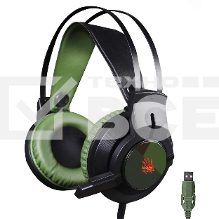 Наушники смикрофоном A4 Bloody J450 черный/зеленый 2.2м мониторы оголовье