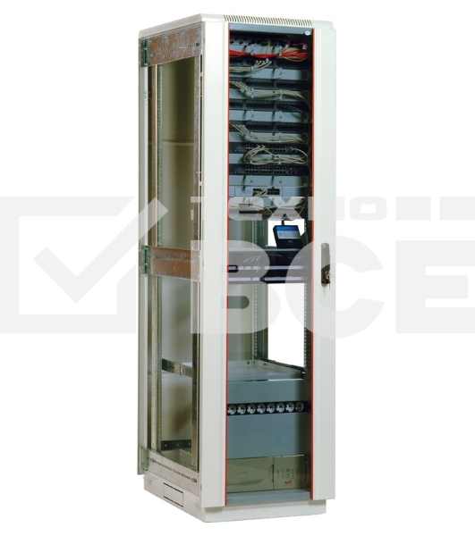 Шкаф телеком. напольный 42U (600x800) дверь стекло (ШТК-М-42.6.8-1ААА) (3 коробки)