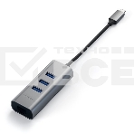 USB-хаб Satechi Type-C 2-in-1 USB 3.0 Aluminum 3 Port Hub and Ethernet Port. Интерфейс Type-C. серый космос., фото4