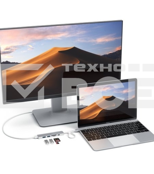 USB-C адаптер Satechi Type-C Slim Multiport Adapter V2. Интерфейс USB-C. серебристый.