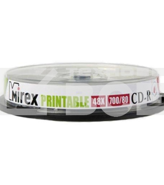 Диск CD-R Mirex 700 Mb, 48х, Cake Box (10), Ink Printable (10/300)