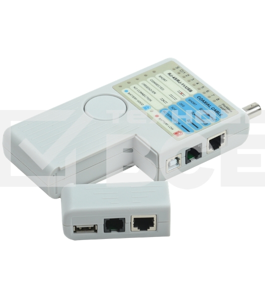 Тестер для витой пары ITK 4в1 RJ45/RJ11/BNC/USB с элем. пит.