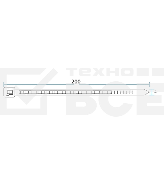 Хомут-стяжка кабельная нейлоновая Rexant 200 x3,6 мм, черная, упаковка 100 шт.