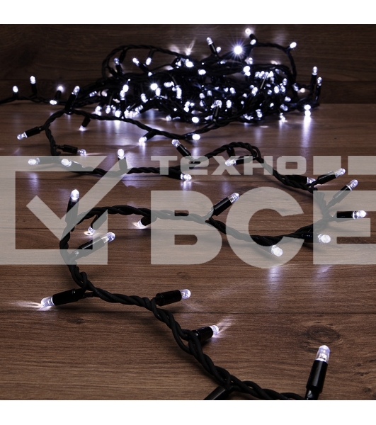 Гирлянда модульная «Дюраплей LED» 10 м, 200 LED, черный каучук, цвет свечения белый NEON-NIGHT